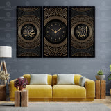Allah - Muhammad - Black & Brown - 3 Panel Wall Clock